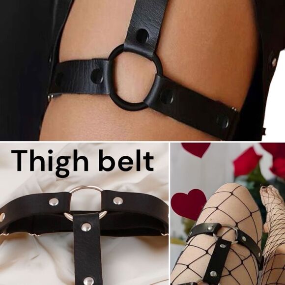 Leather Thigh Belts l Heart Decor l Silver Hardware l 5 styles l Adjustable - Picture 4 of 5
